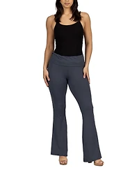 24seven Comfort Apparel Black Bell Bottom Foldover Waist Sweatpants