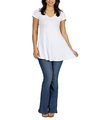 24seven Comfort Apparel Women's Short Sleeve Loose Fit Tunic Top