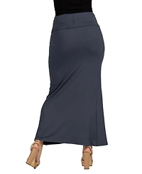 24seven Comfort Apparel Women's Comfortable Foldover Maxi Skirt