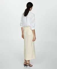 Mango Women's Slit Detail Linen Skirt