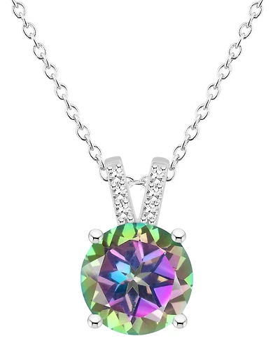 Mystic Topaz (2-3/8 ct. t.w.) & Diamond Accent Solitaire 18" Pendant Necklace Sterling Silver (Also Pink Topaz)
