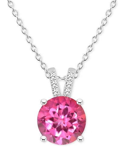 Mystic Topaz (2-3/8 ct. t.w.) & Diamond Accent Solitaire 18" Pendant Necklace in Sterling Silver (Also in Pink Topaz)