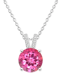 Mystic Topaz (2-3/8 ct. t.w.) & Diamond Accent Solitaire 18" Pendant Necklace in Sterling Silver (Also in Pink Topaz)