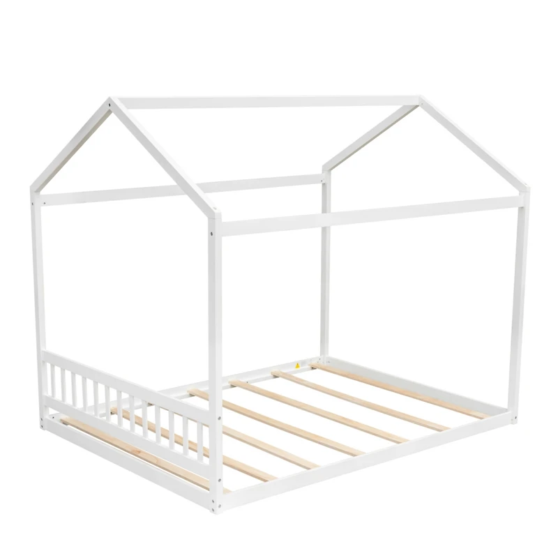 Simplie Fun Queen Size Wooden House Bed With Headboard