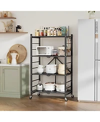 Sugift 4-Tier Foldable Storage Shelves, Metal Shelving Units, Storage Rack, Black