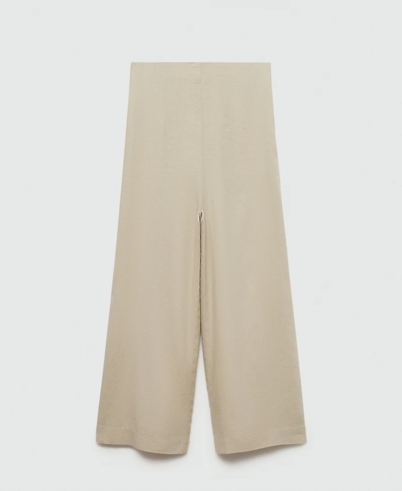 Mango Women's Wide Leg Linen Pants