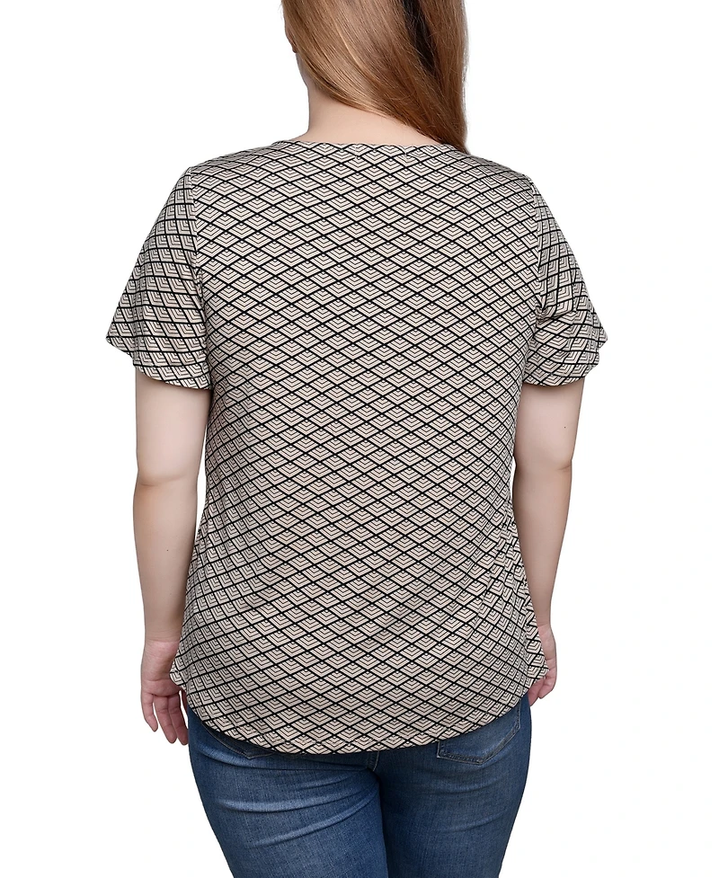 Ny Collection Short Sleeve Top with Hardware