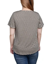 Ny Collection Short Sleeve Top with Hardware