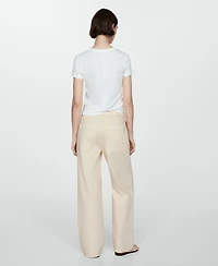 Mango Women's Elastic Waist Cotton Pants