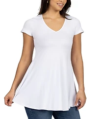 24seven Comfort Apparel Women's Short Sleeve Loose Fit Tunic Top