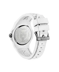 Plein Sport Men's New Fearless 3 Hand Date Quartz White Silicone Strap 46mm