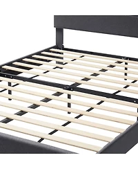 Clara Clark Horizontal Channel Upholstered Platform Bed - King - Navy