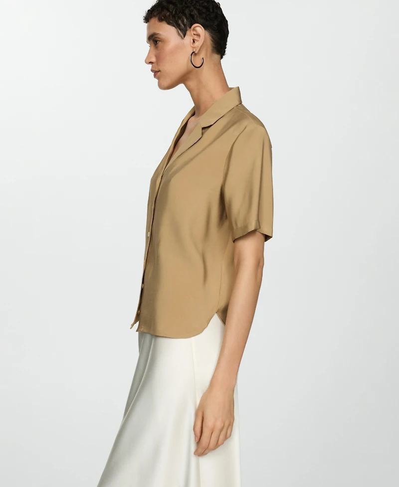 Mango Women's Short-Sleeved Satin Shirt