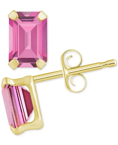 Pink Topaz Emerald-Cut Solitaire Stud Earrings (1-3/8 ct. t.w.) 10k Gold