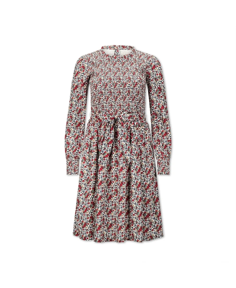 Hope & Henry Women's Long Sleeve Smocked Ruffle Collar Dress