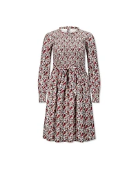 Hope & Henry Women's Long Sleeve Smocked Ruffle Collar Dress