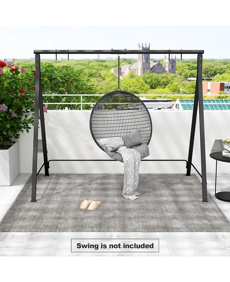 Slickblue Patio Metal Swing Stand with A-Shaped Structure-Black