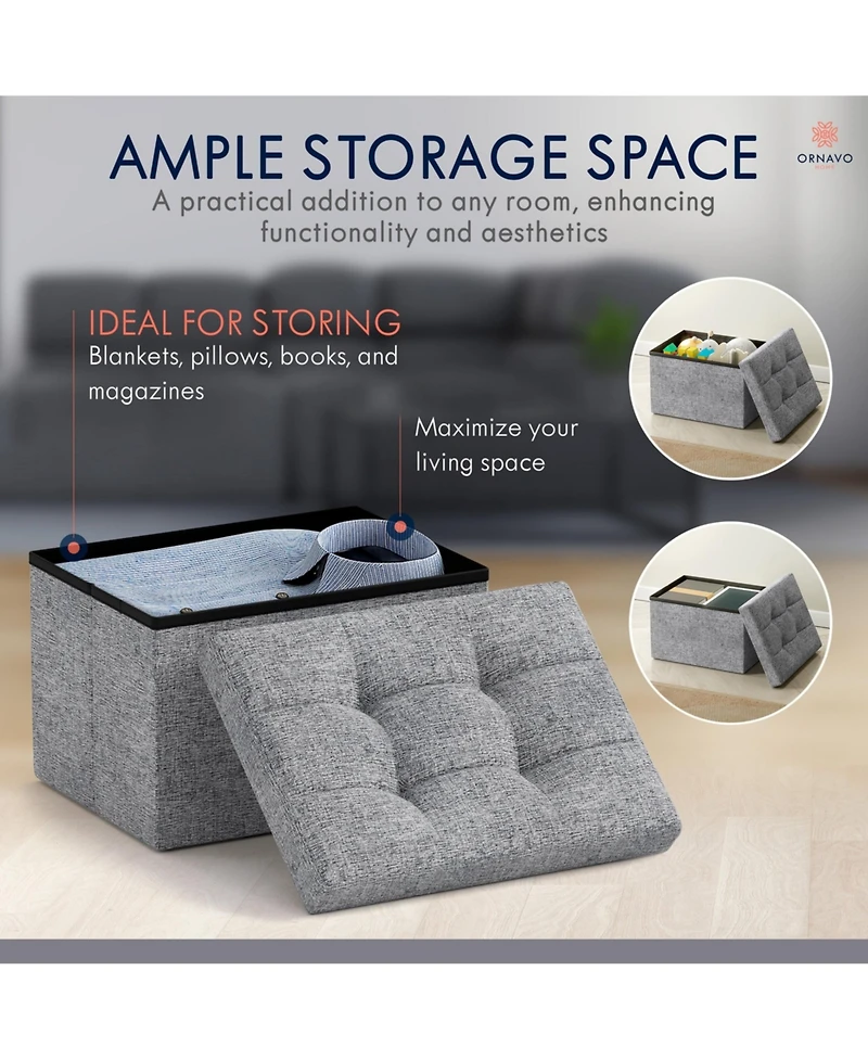 Collapsible Small Rectangle Footrest Storage Ottoman - 12 x 16 x 12