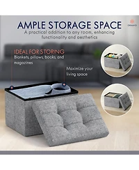 Collapsible Small Rectangle Footrest Storage Ottoman - 12 x 16 x 12