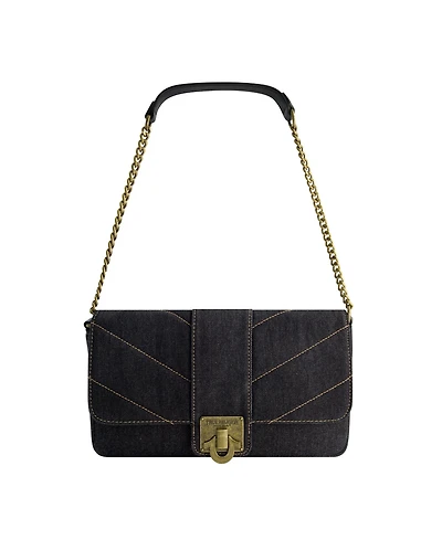 Denim Brass Hardware Flap