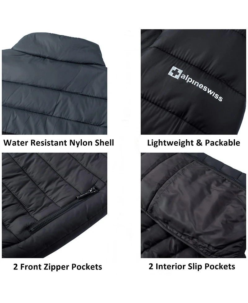 Alpine Swiss Men's Niko Men s Puffer Jacket Warm Down Alternative Insulated Coat | Packable Water-Resistant & Windproof Winter Outerwear with Zipper P