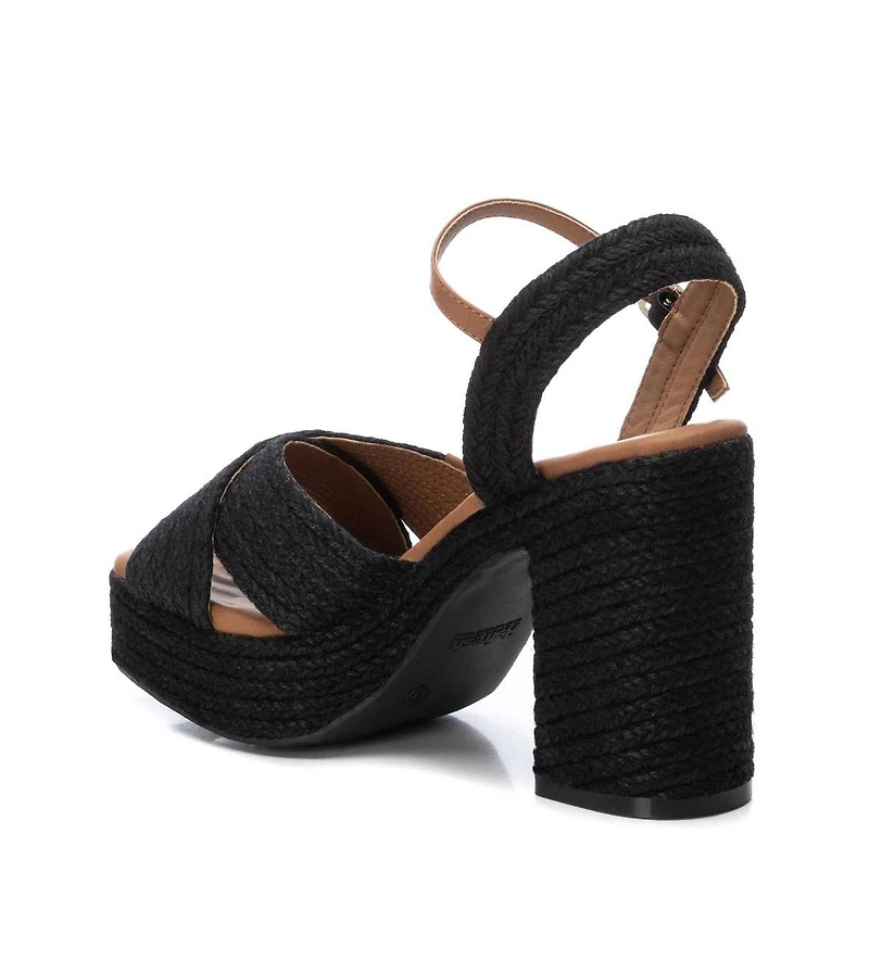 Women's Heeled Jute Platform Sandals By Xti