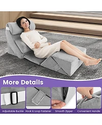 Sugift 7 Pieces Bed Wedge Pillow Set with Memory Foam and Washable Cover