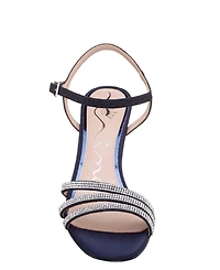 Nina Women's Bettany Mid Heel Crytal Asymmetrical Straps