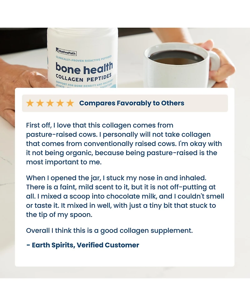 NativePath Bone Health Collagen Peptides, Type 1 & 3, with Fortibone and Verisol, 7.9 Ounce, 30 Servings