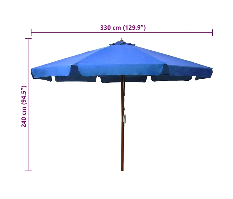 Garden Parasol with Wooden Pole 129.9" Azure