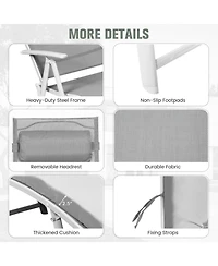 Inolait Adjustable Outdoor Lightweight Folding Chaise Lounge Chair with Pillow-Grey
