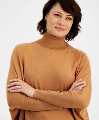 Jm Collection Women's Poncho Turtleneck Sweater, Regular & Petite, Created for Macy's
