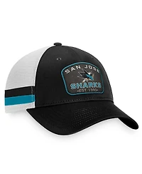 Fanatics Men's Black/White San Jose Sharks Fundamental Striped Trucker Adjustable Hat