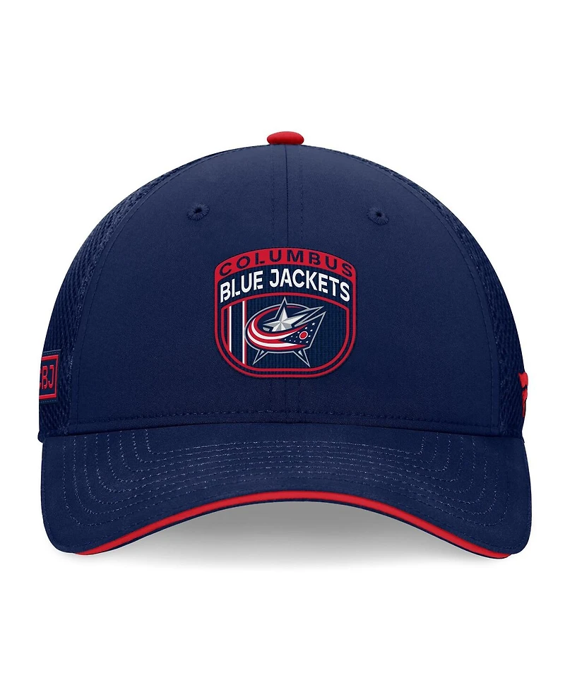 Fanatics Men's Navy Columbus Blue Jackets 2024 Nhl Draft On Stage Trucker Adjustable Hat