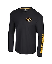 Colosseum Men's Black Missouri Tigers Logo Lockup 3-Hit Active Blend Long Sleeve T-Shirt