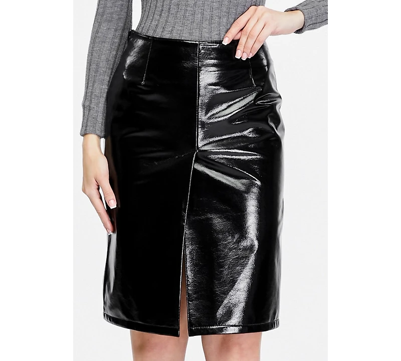 Furniq Uk Women's Leather Fashion Skirt, Black