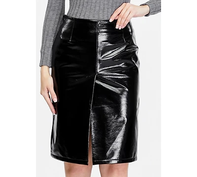 Furniq Uk Women's Leather Fashion Skirt, Black