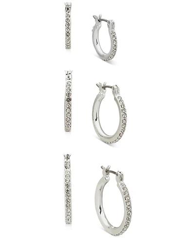 Anne Klein 3-Pc. Set Pave Hoop Earrings