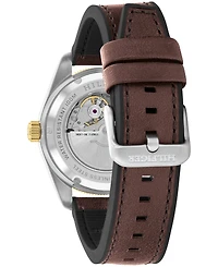 Tommy Hilfiger Men's Automatic Black Silicone and Brown Leather Watch 40mm