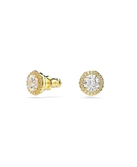 Swarovski Round Cut, Gold Tone, Gold-Tone Plated Una Stud Earrings