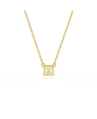 Swarovski Stilla Pendant, Square Cut, White, Gold-Tone Plated Necklace