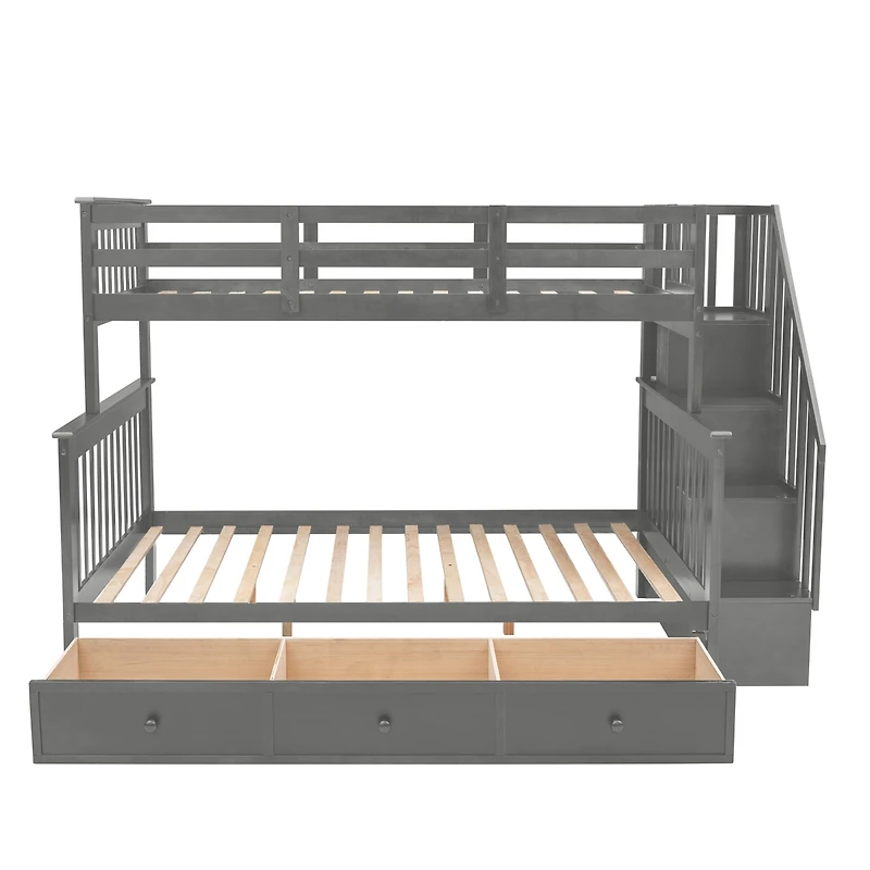 Streamdale Stairway Twin Over Full Bunk with Storage and Rail