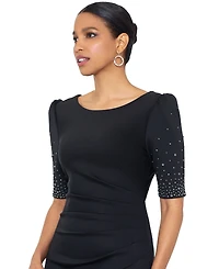 Xscape Women's Embellished Scuba Boat-Neck Gown