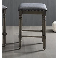Streamdale Furniture Wood Upholstered Swivel Counter Height Stool, Set of 2, Grey