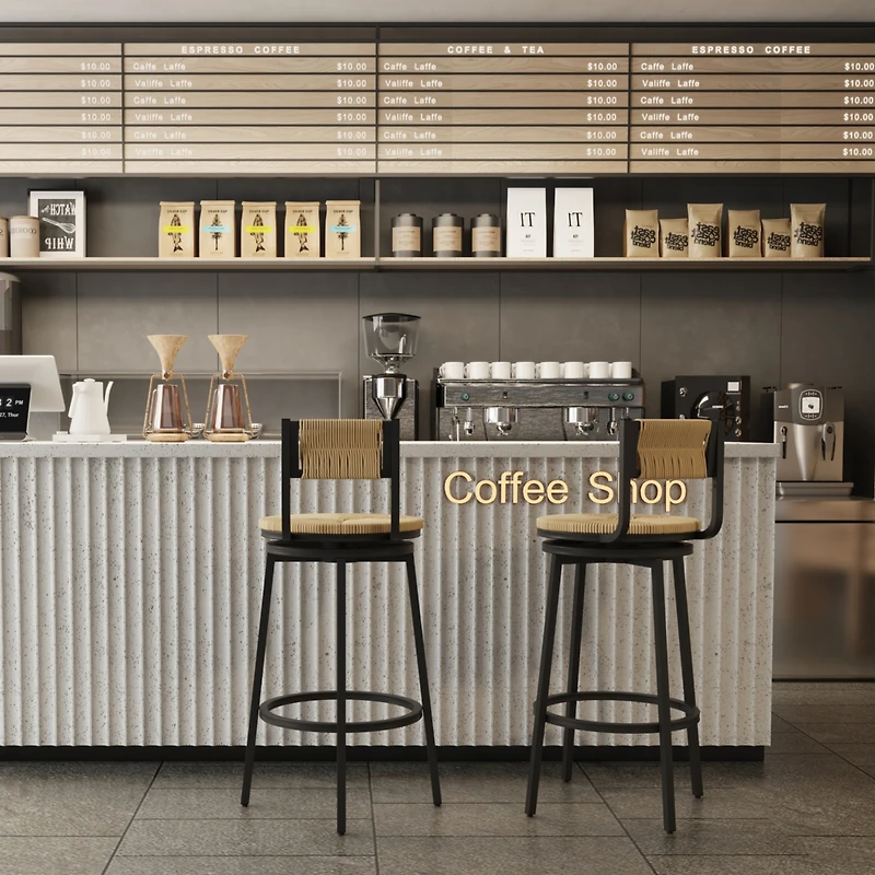 Simplie Fun Handwoven Farmhouse Bar Stool with Ergonomic Design and Maximum Comfort