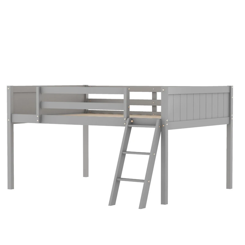 Streamdale Full Wood Low Loft Bed with Ladder