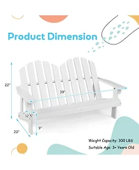 2 Person Fir Wood Adirondack Chair with High Backrest