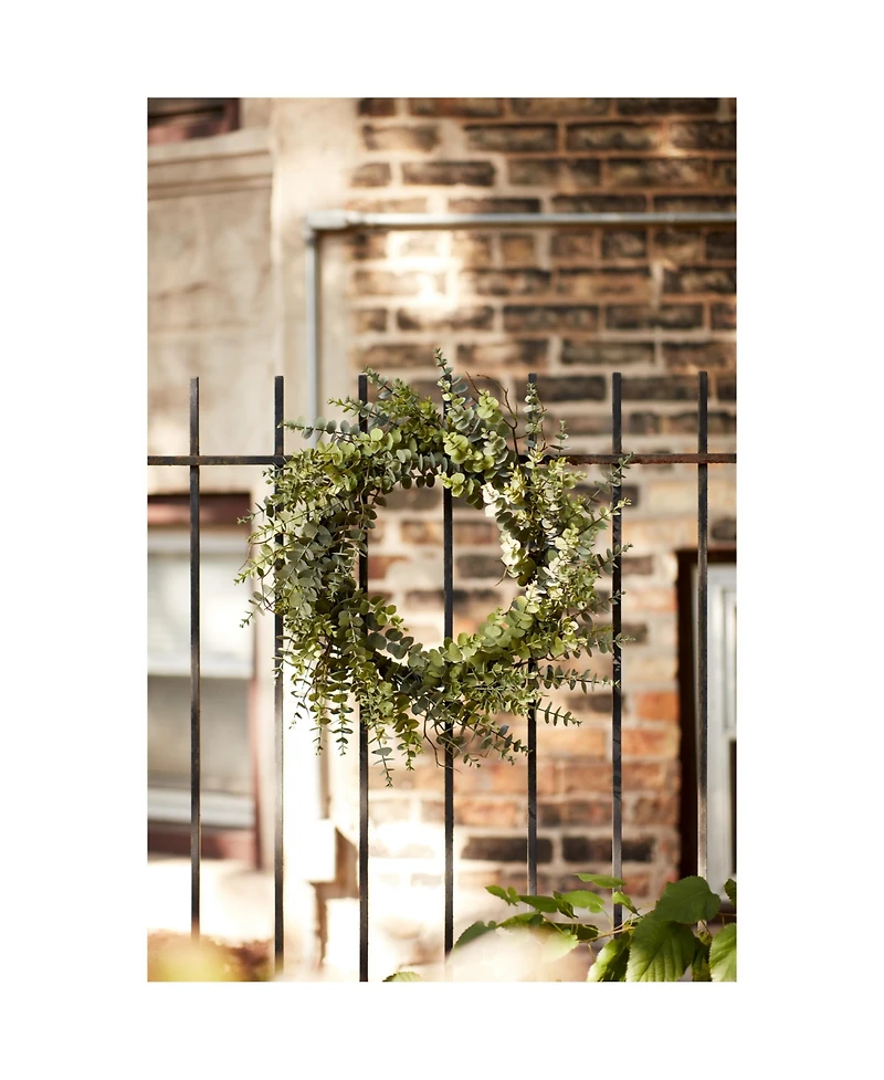 Slickblue Mixed Eucalyptus Leaf Foliage Wreath With Twig Accents 29"d