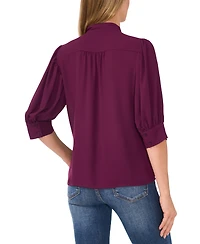 CeCe Women's 3/4-Sleeve Collared Button Down Top