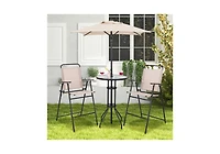 Slickblue 4 Pieces Outdoor Bar Set with Umbrella-Beige